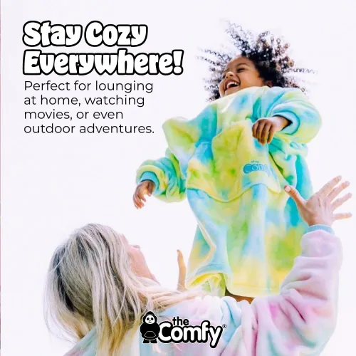 Miniatura 6 de THE COMFY Dream Jr para niños Manta portátil de forro polar de microfibra ligera con capucha y bolsillo Visto en Shark Tank Niños Sherbert