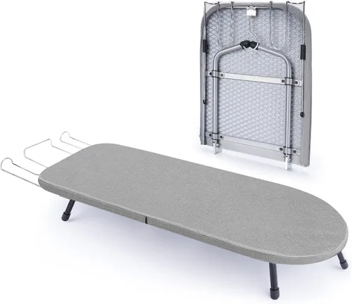 Miniatura 8 de Tabla de planchar de mesa con soporte para plancha, panel de malla metálica, tabla de planchar mini con cubierta resistente al calor, tabla