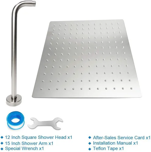 Miniatura 6 de NearMoon - Alcachofa de ducha de lluvia cuadrada con brazo extensible, grande, de acero inoxidable, cascada, cobertura de cuerpo completo