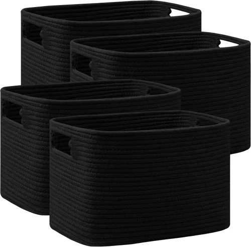 Miniatura 31 de UBBCARE Paquete de 2 cestas de almacenamiento para organizar, cestas de estante con asas, cestas de almacenamiento tejidas para estantería/estante