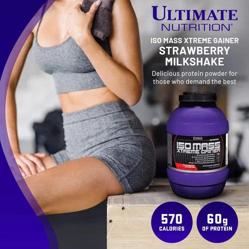 Miniatura 2 de Ultimate Nutrition ISO Mass Xtreme Gainer - Ganador de masa de alto contenido calórico con creatina y proteína aislada de suero en polvo