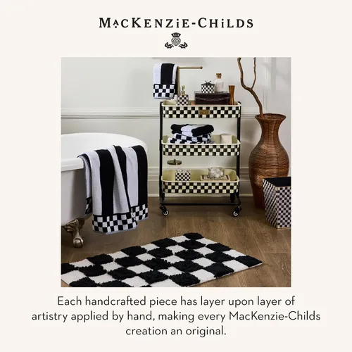 Miniatura 6 de MACKENZIE-CHILDS Toalla de baño de algodón, toalla de baño lavable para decoración de baño, 27 x 54 pulgadas, cuadros negros y blancos