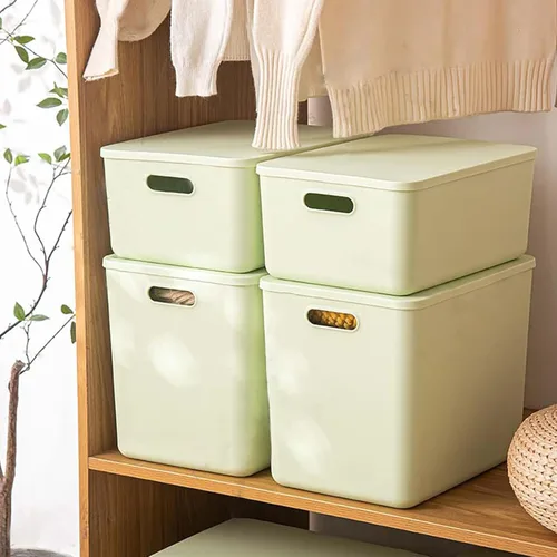 Miniatura 4 de Paquete de 4 contenedores grandes de plástico blanco con tapas, caja de juguetes con asa, contenedores organizadores para bebé, guardería, estantes