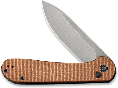 Miniatura 3 de CIVIVI Cuchillo plegable de bolsillo con mango de micarta de hoja 14C28N de 3.47 pulgadas, cuchillo Elementum con bloqueo de botón para EDC C2103D