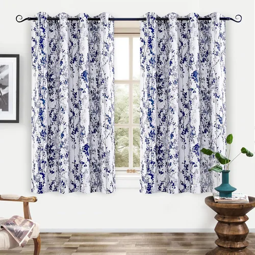 Miniatura 12 de Cortinas DriftAway 100% Blackout Amarillas y Blancas para Sala de Estar, Dormitorio, Cocina, 84 Pulgadas de Largo, Paneles Botánicos con Flores