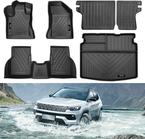 Miniatura 8 de para alfombrillas de piso y forro de carga y alfombrillas de respaldo de 2007-2016 Jeep Compass/Patriot 2007-2012 Dodge Caliber. Juego