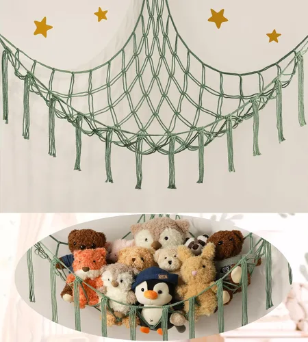 Miniatura 19 de mirolam Hamaca para Animales de Peluche - Red Grande para Animales de Peluche para Juguetes de Esquina - Organizador de Almacenamiento Colgante