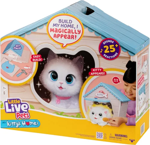 Little Live Pets Figuras de gato para niños, juego de animales de caseta interactivo con más de 25 sonidos, juguetes al aire libre para niñas de 5+