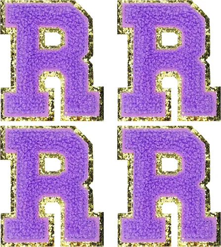 Miniatura 54 de Jongdari Letras termo-adhesivas de felpilla para ropa, parches de letras del alfabeto con brillantina para coser, con adhesivo planchado, 4 Blanco