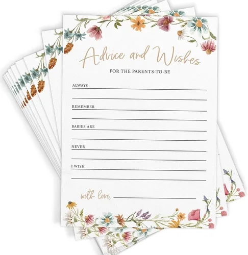 Miniatura 3 de Printed Party Consejos y deseos para los nuevos padres: tarjetas de consejos para baby shower, deseos para mamá y papá, revelación de género niño