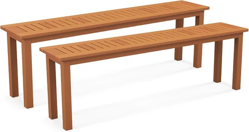 Miniatura 13 de Tangkula Banco de madera para patio, banco de madera maciza para 2 personas con asiento de listones, Loveseat de 39.5 pulgadas de largo con marco