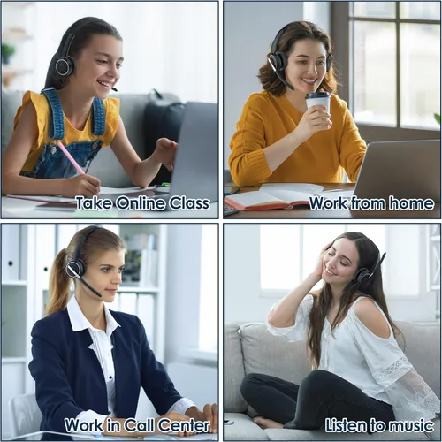 Miniatura 7 de (2025 Actualizado) Auriculares Inalámbricos con Micrófono para Trabajo, Auriculares Bluetooth con Micrófono de Cancelación de Ruido con Dongle, Base