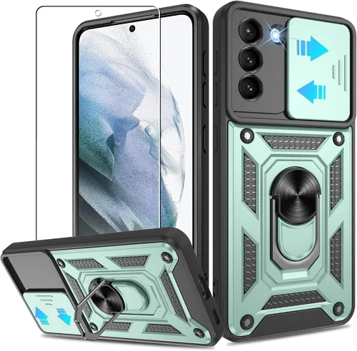 Miniatura 113 de ATUMP Funda para T-Mobile Revvl V Plus 5G con protector de pantalla HD con cubierta de cámara deslizante, soporte de anillo de rotación de 360° Negro