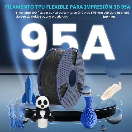 Miniatura 3 de SUNLU TPU - Filamento para impresora 3D de 1.75mm, filamento TPU de alta velocidad 95A, filamento 3D flexible de 1KG para impresión rápida, 35.27 oz