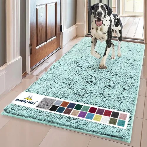Miniatura 16 de Muddy Mat® Mostrado en la televisión - Tapete de microfibra súper absorbente para puerta de perro para patas fangosas, antideslizante y lavable