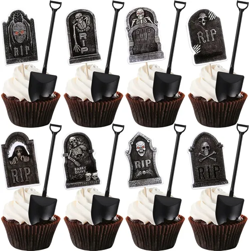Miniatura 10 de Paquete de 24 adornos para cupcakes de Halloween con purpurina rosa, fantasma, pequeño abucheo, murciélago, bruja, gato, calabaza, magdalena