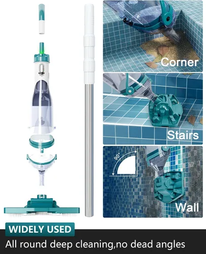 Miniatura 4 de Aspiradora de piscina inalámbrica para piscina sobre el suelo 19.5 GPM, todas las ángulos y pantalla LED, aspiradora de spa recargable de mano