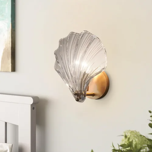 Miniatura 9 de Moderno aplique de pared de cristal de lujo con 2 luces doradas de latón de mediados de siglo, elegante lámpara de pared para dormitorio, pasillo