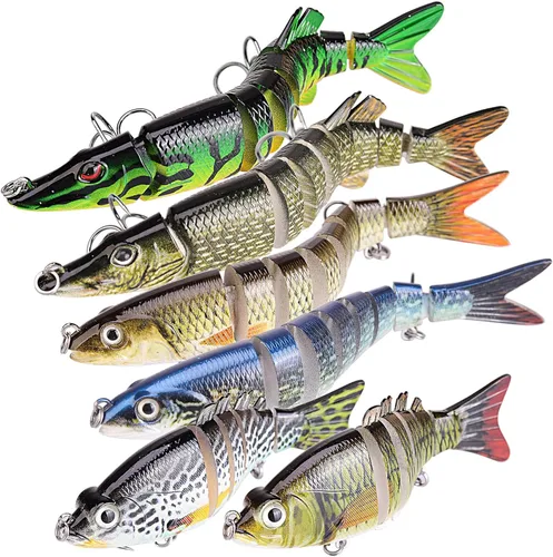 Juego de señuelos de pesca, cebo multietapa, cebo biónico de hundimiento lento para lubina de agua dulce y salada, regalo de pesca para hombres