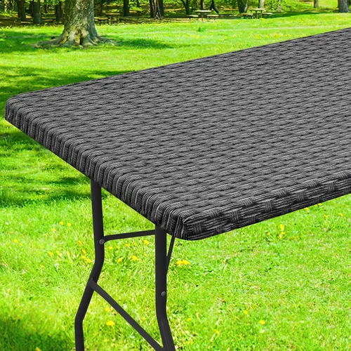 Miniatura 35 de Smiry Mantel cuadrado para mesa de pícnic, impermeable, elástico, ajustable, para campamento, protector de vinilo con parte trasera de franela Beige