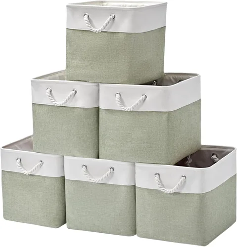 Miniatura 7 de Cubos de Almacenamiento de 13 x 13 Pulgadas, Paquete de 6 Cubos de Almacenamiento para Estantes, Contenedores de Almacenamiento de Tela Plegables