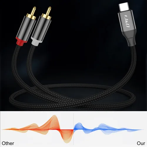 Miniatura 7 de J&D Cable de audio USB C a RCA, cable convertidor de audio estéreo trenzado tipo C macho a 2RCA macho cable divisor en Y compatible con Google Pixel