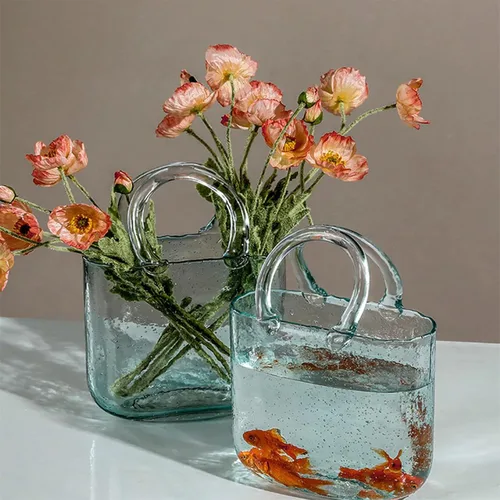 Miniatura 5 de Purse Vase for Flowers, Multifunctional Flower Vase Shopping Bag Vase Glass Pocketbook Vase, for Floral Arrangement Centerpiece Home