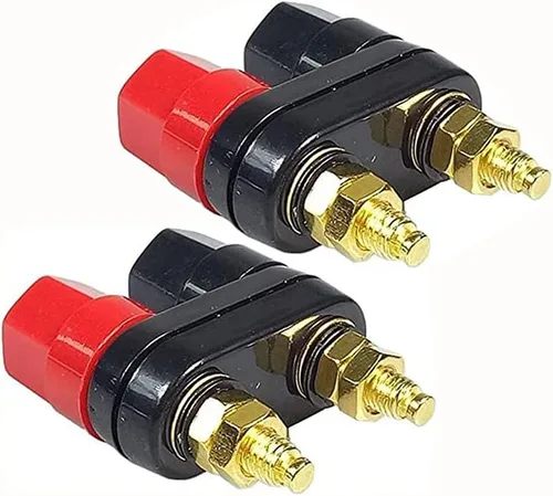 Enchufe de plátano de doble fila, Traovien Banana Plugs One Couple, terminales, conector rojo y negro, amplificador de poste de unión, amplificador