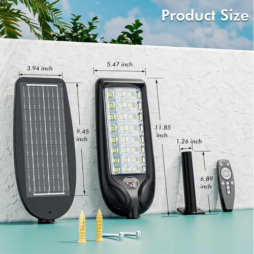 Miniatura 7 de Farolas solares impermeables para exteriores, 30000 lúmenes, luz LED comercial con sensor de movimiento y control remoto, iluminación de seguridad