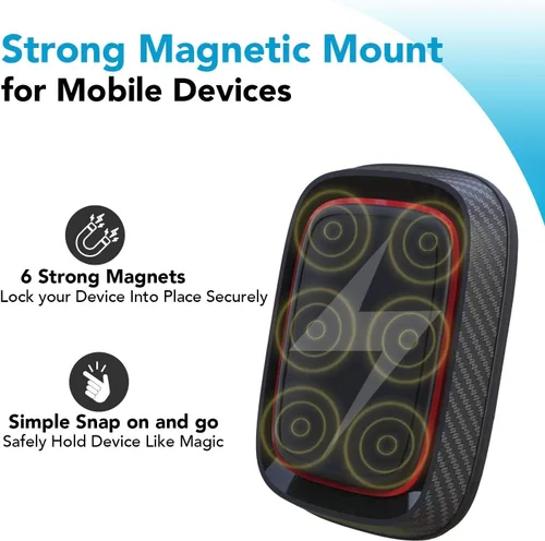 Miniatura 2 de APPS2Car Soporte magnético para teléfono de coche [6 imanes fuertes], soporte para teléfono celular de coche [ventosa], soporte de teléfono