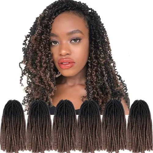 Miniatura 20 de Paquete de 2 cabello para trenzas en espiral de 8 pulgadas, cabello Spring Twist para rastas falsas, rastas de mariposa, cabello para trenzas, fibra