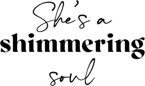 Vinyl Wall Art Decal - She's A Shimmering Soul - 14.5" x 25" - Modern Inspirational Positive Self Esteem Quote Sticker for Woman Home Office Bedroom