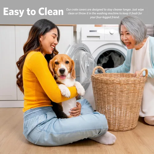 Miniatura 4 de MidWest Homes for Pets Funda intermedia para jaula de perro, cubierta de perrera de poliéster negro que se adapta a la mayoría de las jaulas de 36