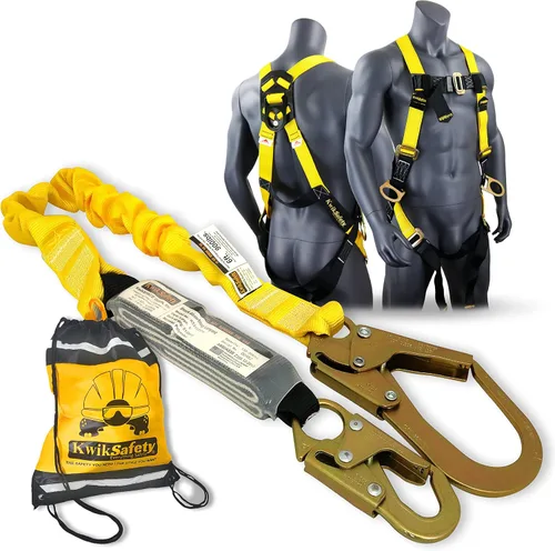 KwikSafety - Charlotte, NC - BOA [COMBO] Arnés de seguridad de cuerpo completo 3D, cordón de 6 pies, cordón para herramientas, anclaje ANSI OSHA PPE