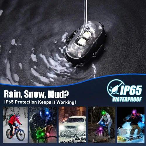 Miniatura 3 de 6 piezas de luces estroboscópicas LED inalámbricas con mando a distancia, 8 colores IP65 impermeables anticolisión, luz estroboscópica LED con carga