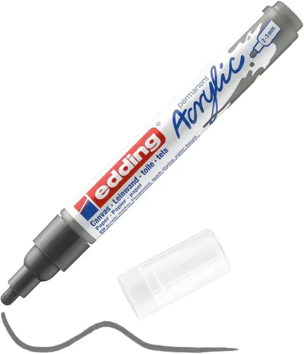 edding 5100 Medium Grey-1 Punta redonda impermeable de 0.079-0.118 in, pintura acrílica para dibujar sobre lienzo, papel de arte y marcadores