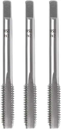 Miniatura 9 de M3 x 0.020 in Máquina de grifo HSS Métrica Mano Derecha Rosca 3 Grifos de flauta recta y enchufe, 4 piezas