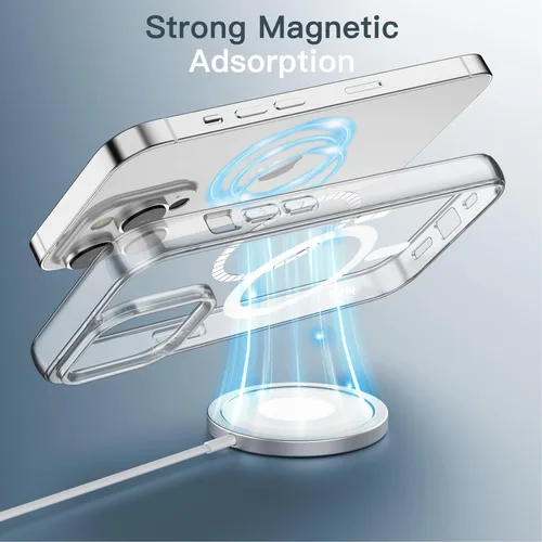 Miniatura 3 de JETech Funda magnética para iPhone 13 Pro de 6.1 pulgadas, compatible con carga inalámbrica MagSafe, a prueba de golpes, parte trasera transparente