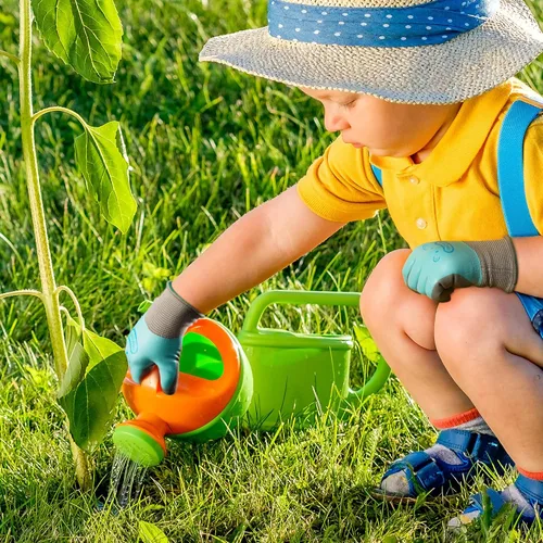 Miniatura 8 de COOLJOB 2 pares de guantes de jardinería impermeables para niños de 2 a 4 años, revestimiento de goma antideslizante de doble capa, guantes