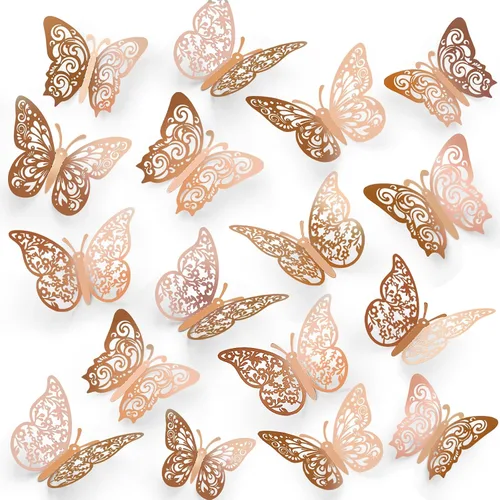 Miniatura 19 de 60 piezas de mariposas 3D para pastel y decoración de pared - 5 estilos, 3 tamaños, púrpura láser
