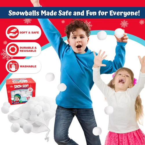 Miniatura 5 de Narwhal Novelties Paquete de 50 bolas de nieve falsas divertidas para niños de 2 pulgadas, bolas de nieve artificiales a granel para interiores