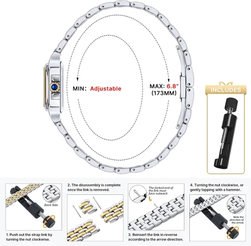 Miniatura 5 de Relojes pequeños de oro para mujer, relojes vintage con esfera romana para mujer, reloj analógico de caja rectangular para mujer