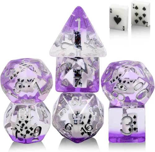 Miniatura 11 de Juego de dados de conejo DND, DNDND 7 dados poliédricos de resina con bolsa de terciopelo para juegos de rol D&D Dungeons and Dragons