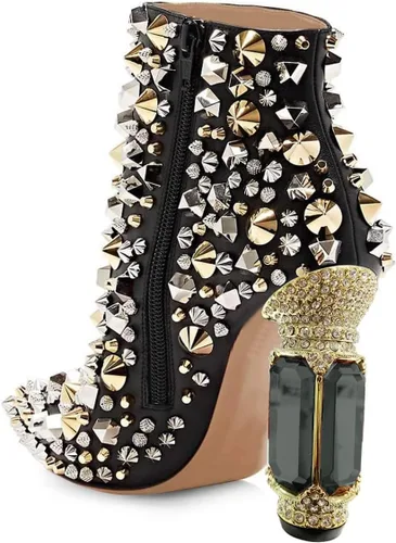 Miniatura 160 de FSJ Botas de tacón alto con punta puntiaguda para mujer, con tacón alto, con cremallera lateral brillante, estilo casual, para uso diario, zapatos