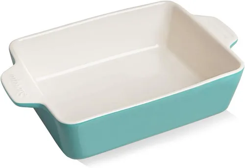 Miniatura 16 de Sweejar Plato de Cerámica para Hornear, Bandeja Rectangular Pequeña para Hornear con Asas Dobles, 20 Oz para Cocinar, Brownie, Cocina, 6.5 x 4.9 x