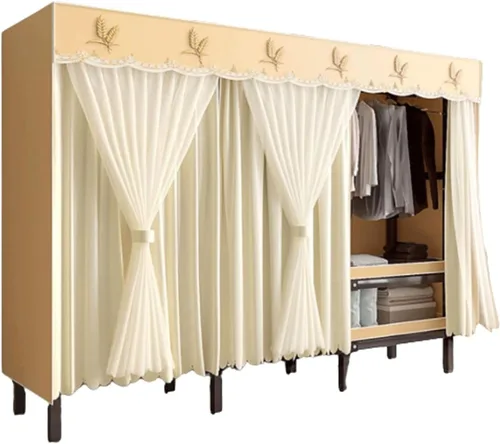 Miniatura 13 de Armarios grandes plegables de 0.984 in/1 pulgada de tubo de acero para ropa, estantes de almacenamiento para dormitorio, armario grande portátil