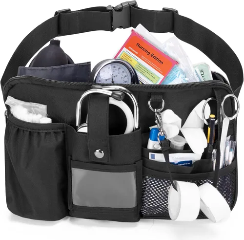 Miniatura 16 de Trunab Riñonera para enfermera, cinturón organizador de enfermería con correa de cintura ajustable, bolsa de cintura para suministros médicos