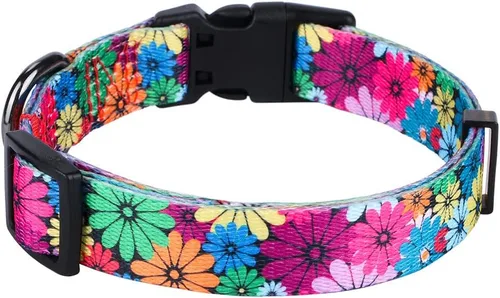 Miniatura 2 de Collar de perro para perros pequeños con patrón floral para hembras y perros, talla S A1_Girasol
