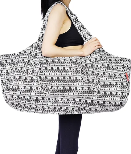 Aozora Bolsa para esterilla de yoga grande con bolsillos para tapetes con bolsillos de almacenamiento multifuncionales, ligera y duradera Elefante