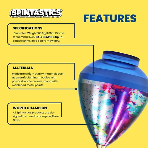 Miniatura 5 de Spintastics Quicksilver Hybrid Bearing Spin Top - Punta de rodamiento (rojo y verde)